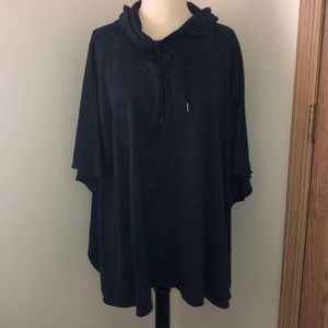 Gap Fit hooded poncho . Dark blue with black .